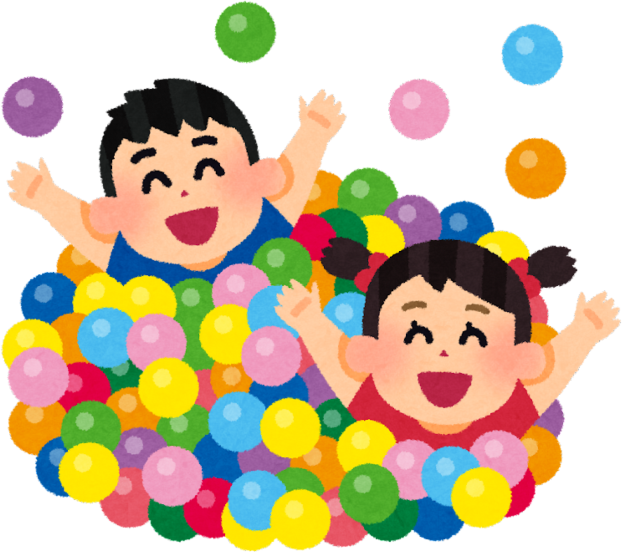 Children Playing in a Colorful Ball Pit Illustration